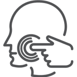 Side View Graphic of a man's head and a finger touching his cheek