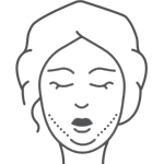 An illustration of an older woman with lines showing wrinkles on her face